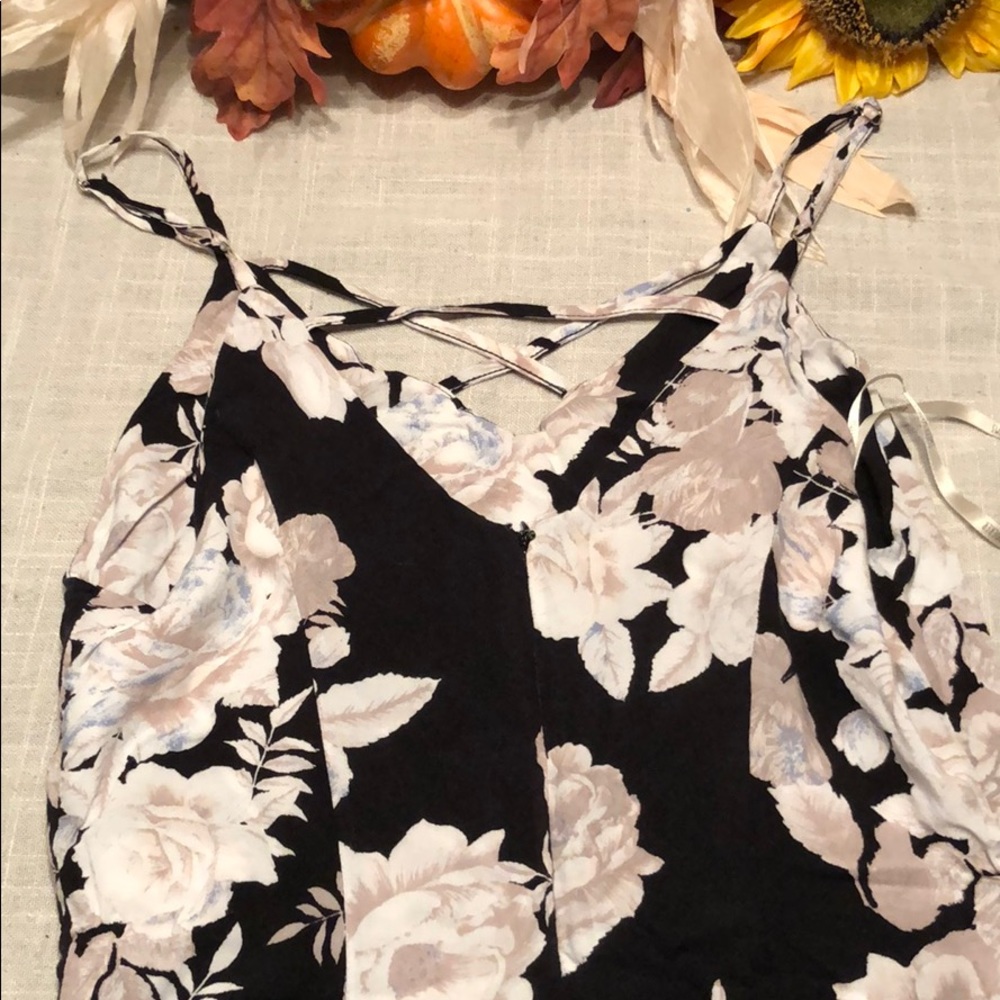 black dress with pink flowers